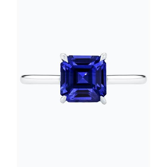 Ceylon Saphir Solitär Ring Asscher Cut 2 Karat Damenschmuck - harrychadent.ch