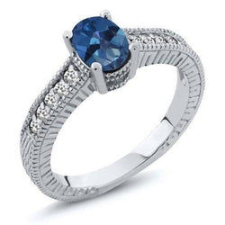 Ceylon Saphir und Diamanten 2 Karat Jubiläumsring Weißgold 14K