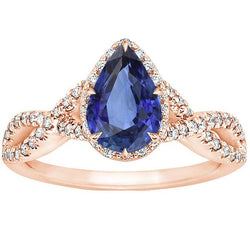 Damen Blauer Saphir Ring Twist Style Mit Diamantakzenten 4.75 Karat