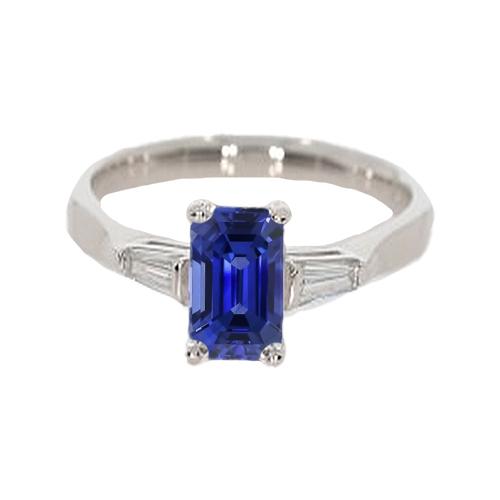 Damen Diamant 3 Steine Smaragd Ceylon Saphir Ring 3 Karat - harrychadent.ch