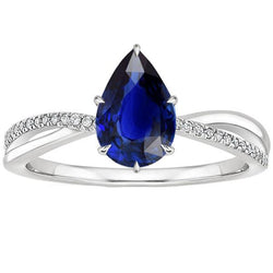 Damen Diamant Blauer Saphir Ring 5 Karat Funkelndes Weißgold Schmuck