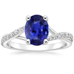 Damen Diamant Edelstein Ring Oval Ceylon Saphir Gold 3 Karat