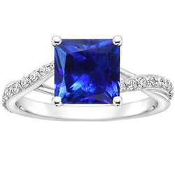Damen Diamant Edelstein Ring Prinzessin Ceylon Saphir Gold 3,75 Karat