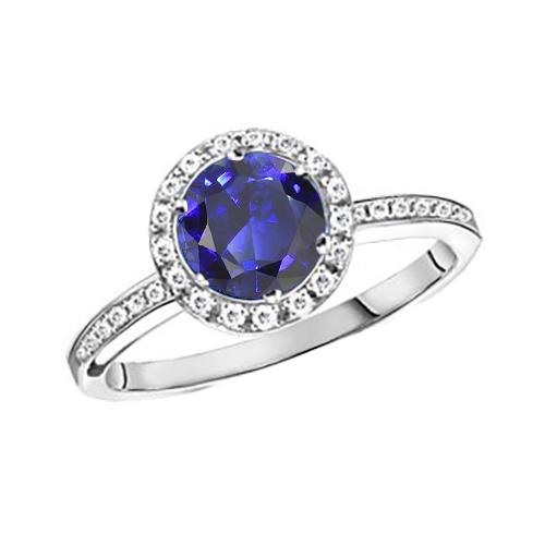 Damen Diamant Halo Ring Ceylon Saphir Edelstein Akzent 2,50 Karat - harrychadent.ch