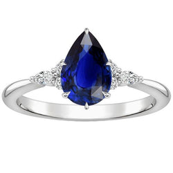Damen Diamant Jubiläumsring Birnenschliff Blauer Saphir Zentrum 5 Karat