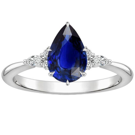 Damen Diamant Jubiläumsring Birnenschliff Blauer Saphir Zentrum 5 Karat - harrychadent.ch
