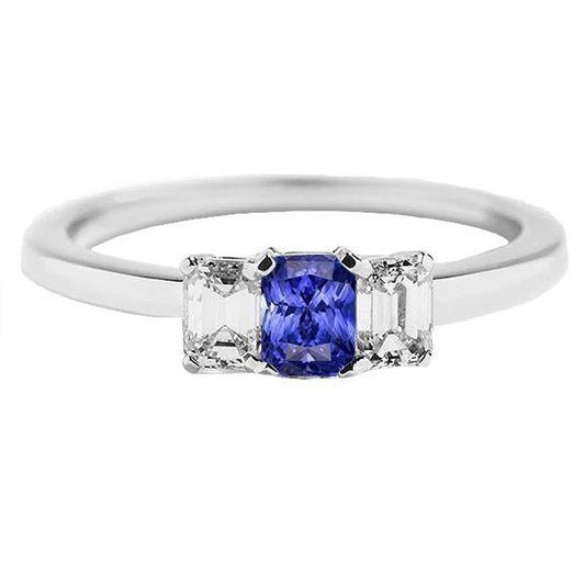Damen Diamant Jubiläumsring Radiant Cut Ceylon Saphir 1,50 Karat - harrychadent.ch
