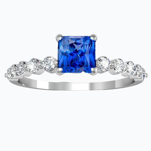 Damen Diamant Jubiläumsring Strahlend tiefblauer Saphir 2 Karat - harrychadent.ch