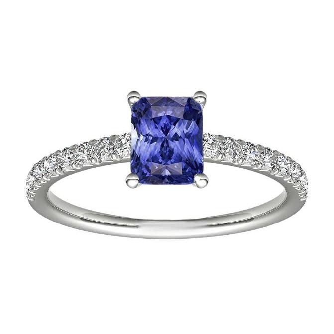 Damen-Diamant-Ring mit strahlend blauem Saphir-Edelstein-Schmuck 3 Karat - harrychadent.ch