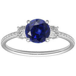 Damen Diamant Saphir Ring 3,50 Karat Gold im Rundschliff mit Akzenten