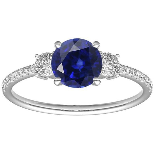 Damen Diamant Saphir Ring 3,50 Karat Gold im Rundschliff mit Akzenten - harrychadent.ch