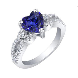 Damen Diamant Schmuck Herz Ceylon Saphir Ring 3 Karat Split Shank