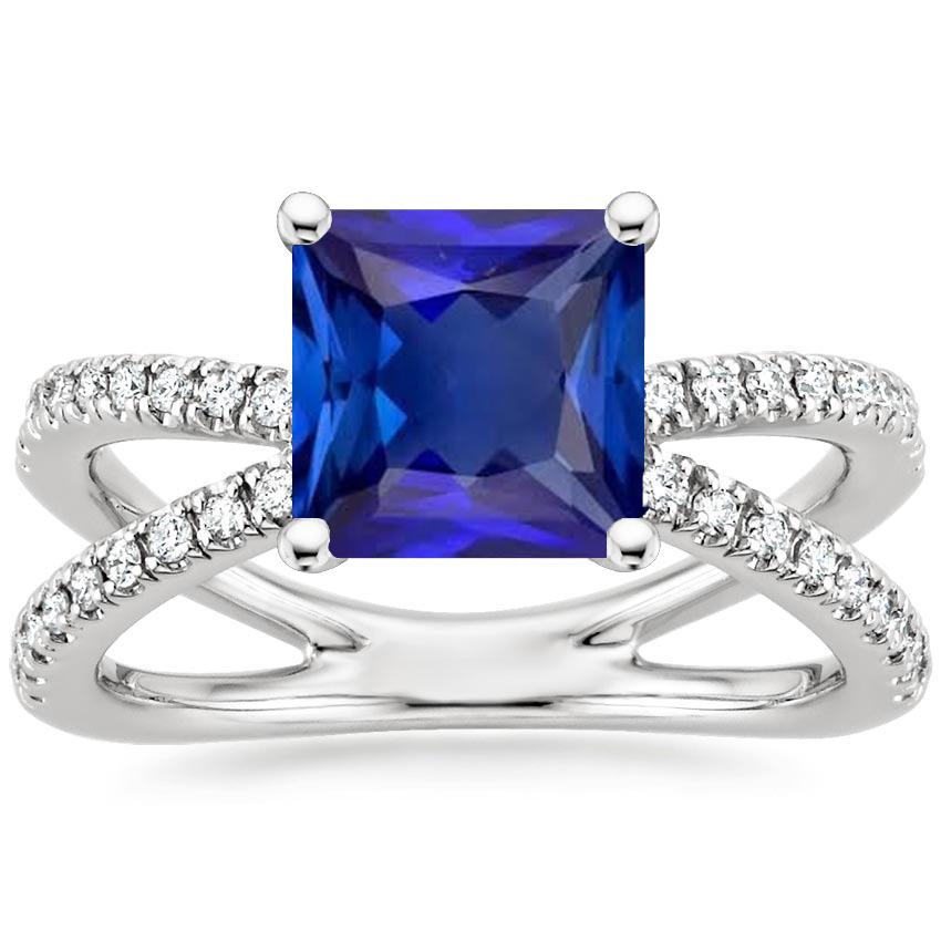 Damen Diamant-Verlobungsring 6,25 Karat Blauer Saphir Princess Center - harrychadent.ch
