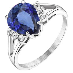 Damen Diamant-Verlobungsring Blauer Saphir Split Shank 3.50 Karat