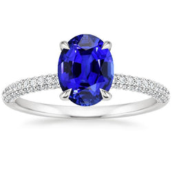 Damen Diamant-Verlobungsring Ceylon Saphir mit Akzenten 6 Karat