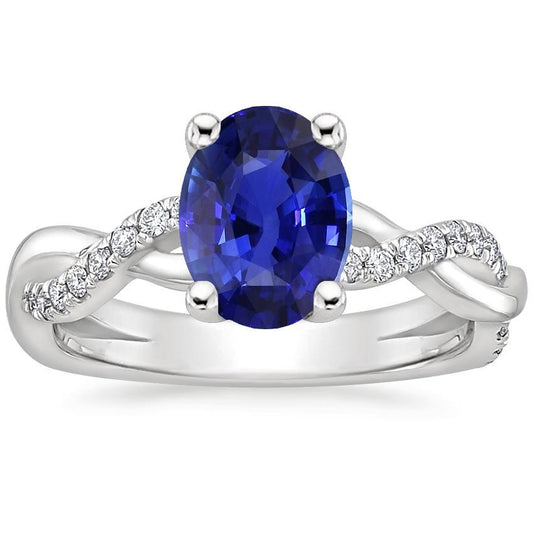 Damen Diamant-Verlobungsring Oval Blauer Saphir & Diamanten 5 Karat - harrychadent.ch