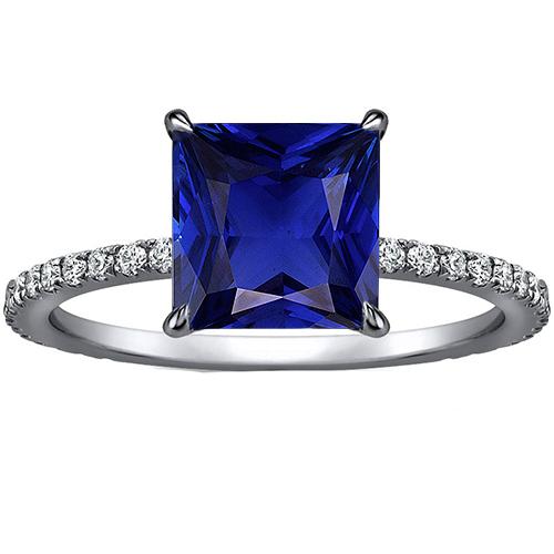 Damen Diamant Verlobungsring Princess Cut Ceylon Saphir 4,75 Karat - harrychadent.ch