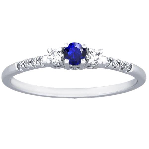 Damen Diamantring 1,50 Karat 3 Steine Stil Blauer Saphir Rundschliff - harrychadent.ch