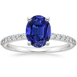 Damen Diamantring Oval Ceylon Saphir Akzente Gold 14K 5,50 Karat