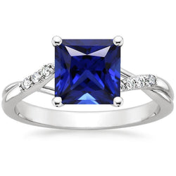 Damen Diamantring Princess Blue Sapphire Twisted Shank 5.25 Karat