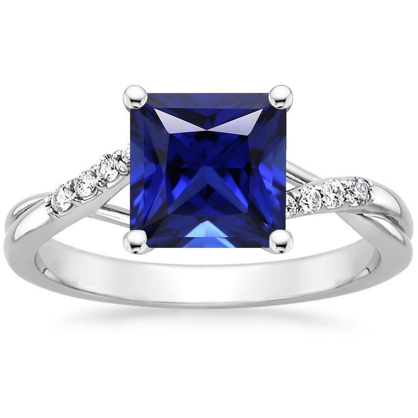 Damen Diamantring Princess Blue Sapphire Twisted Shank 5.25 Karat - harrychadent.ch