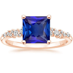 Damen Diamantring Roségold Ceylon Saphir mit Akzenten 5,50 Karat