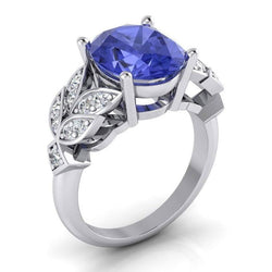 Damen Diamantring Weißgold Oval Tansanit Edelstein 6,65 Karat