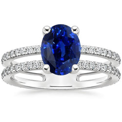 Damen Diamantschmuck Blauer Saphir Doppelschaft Akzente 4 Karat