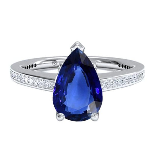 Damen Diamantschmuck Blauer Saphir Ring Weißgold 14K 4,50 Karat - harrychadent.ch