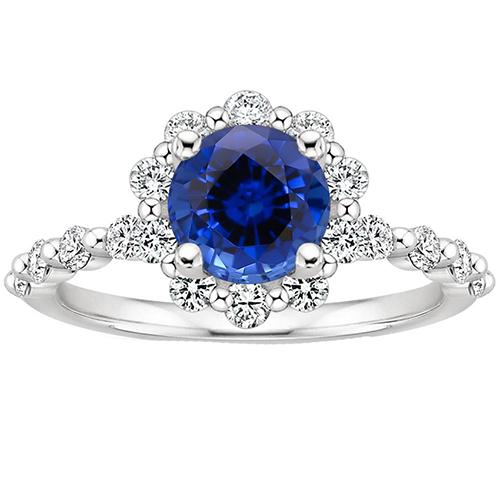 Damen Diamantschmuck Blumenstil Halo Ceylon Saphir 3 Karat Neu - harrychadent.ch