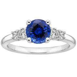 Damen Diamantschmuck Rund Ceylon Saphir Fünf Steine 2.50 Karat