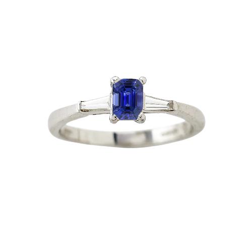 Damen Drei-Stein-Jubiläumsring Smaragd Ceylon Saphir 1,75 Karat - harrychadent.ch