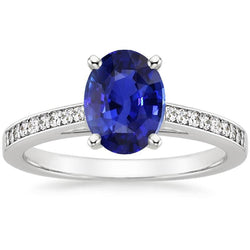 Damen Edelstein Ceylon Saphir Ring Channel Set Diamanten 4,50 Karat