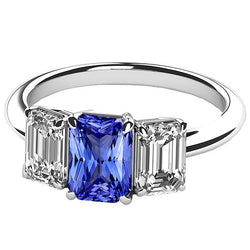 Damen Edelstein Radiant Saphir Ring Smaragd Diamanten VVS1 4 Karat