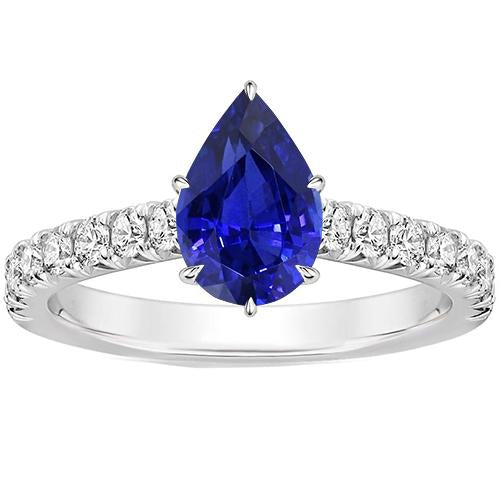 Damen Edelstein Ring Birnenschliff Blauer Saphir Mit Akzenten 5,50 Karat - harrychadent.ch