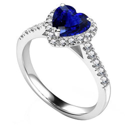 Damen Edelstein Schmuck Ceylon Saphir Halo Diamant Ring 3,50 Karat