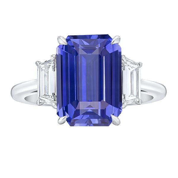 Damen Ehering 3 Steine Smaragdblauer Saphir & Diamanten 4 Karat - harrychadent.ch