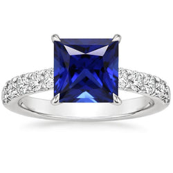 Damen Gold Diamant Verlobungsring Ceylon Sapphire Center 5.50 Karat
