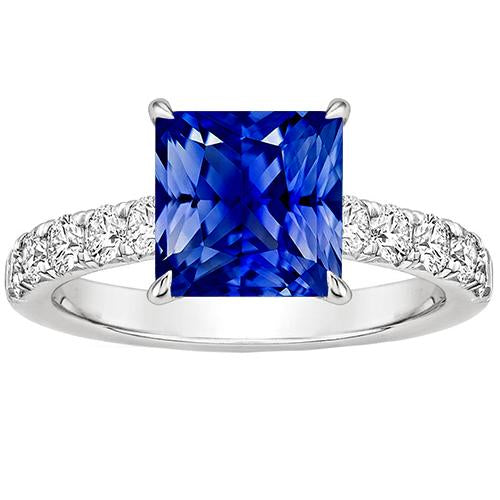 Damen Gold Diamantring Prinzessin Blauer Saphir Akzent 4,50 Karat - harrychadent.ch