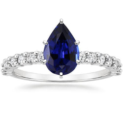 Damen Gold Edelstein Ring Krappe Blauer Saphir & Diamanten 7.25 Karat