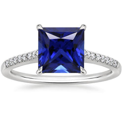 Damen Gold Princess Blue Saphir & Diamant Verlobungsring 5.50 Karat