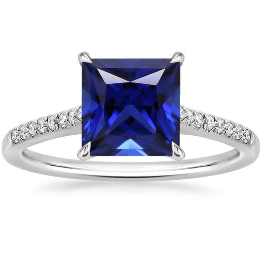 Damen Gold Princess Blue Saphir & Diamant Verlobungsring 5.50 Karat - harrychadent.ch