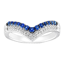 Damen Gold Ring Enhancer Runder Diamant & Blauer Saphir Steine 2 Karat