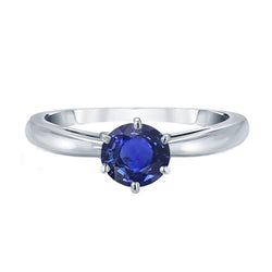 Damen Goldring Blauer Saphir Solitär 1,50 Karat Pinched Shank