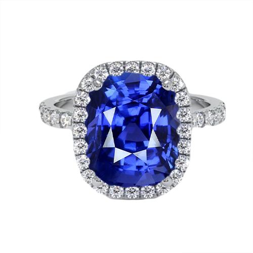 Damen Halo Diamant Ringkissen Blauer Saphir Verlobung 9,75 Karat - harrychadent.ch