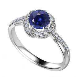 Damen Halo Diamant Schmuck Blumen Stil Saphir Ring 3 Karat Gold