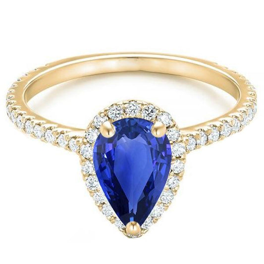 Damen Halo Diamantring Birne Sri Lanka Saphir 5 Karat - harrychadent.ch