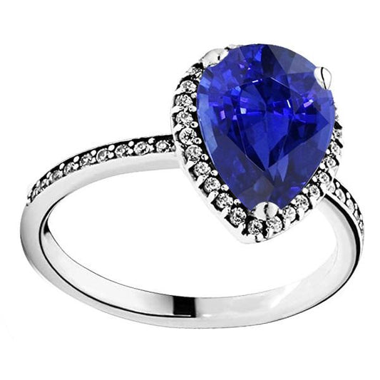 Damen Halo Diamantring & Birnenschliff Sri Lanka Saphirgold 4 Karat - harrychadent.ch