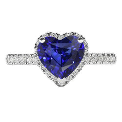 Damen Halo Heart Srilanka Saphirring & Diamanten 3,50 Karat