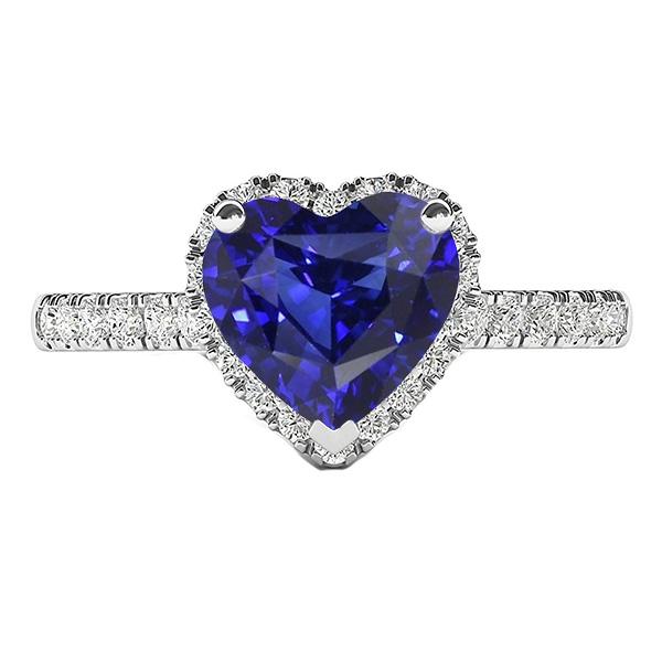 Damen Halo Heart Srilanka Saphirring & Diamanten 3,50 Karat - harrychadent.ch